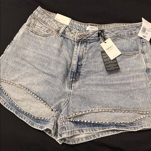 Forever 21 Light Blue Denim Shorts with Rhinestones